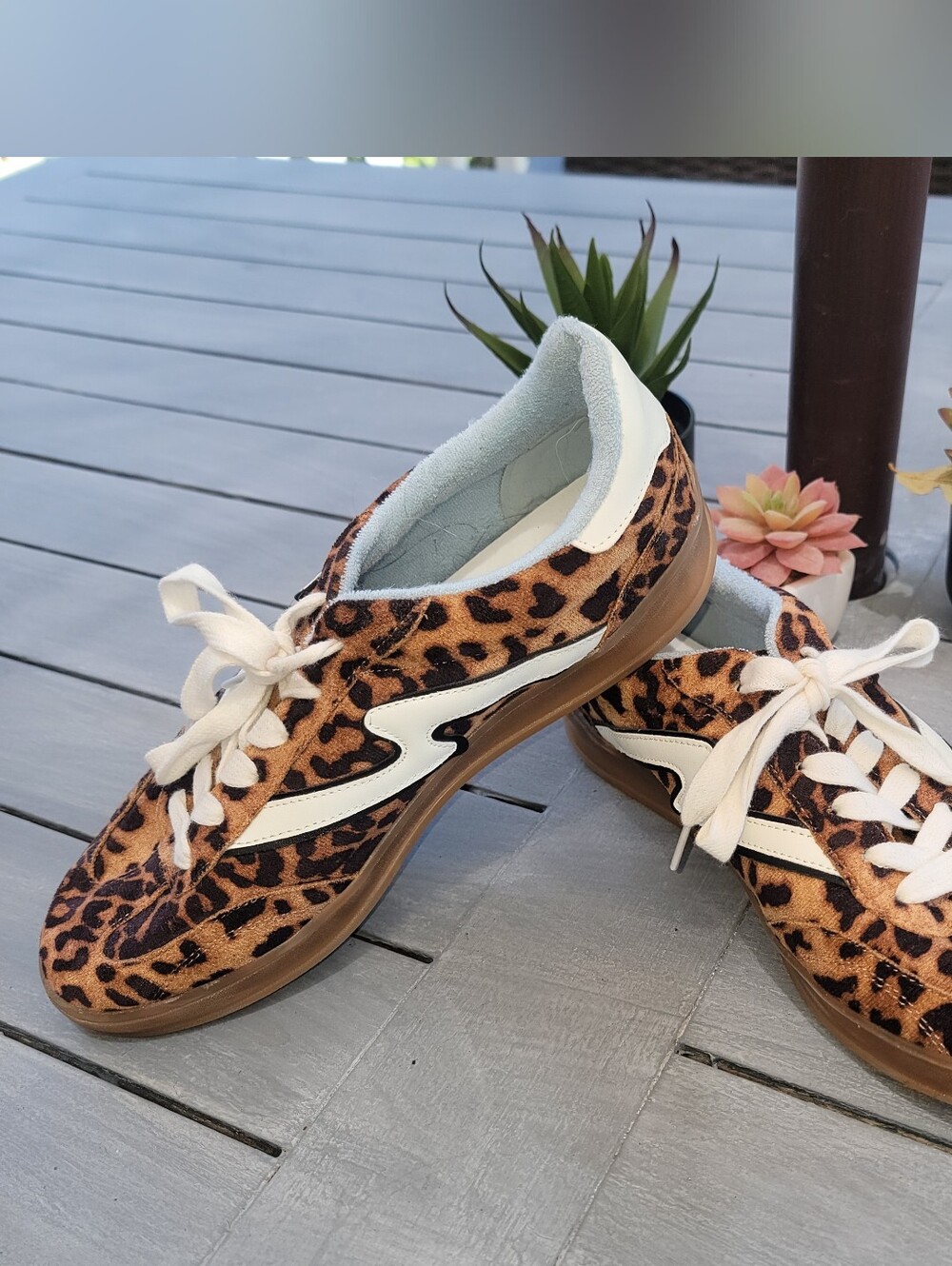 Madden Girl Leopard Print Lace-Up Sneakers - Brown/White